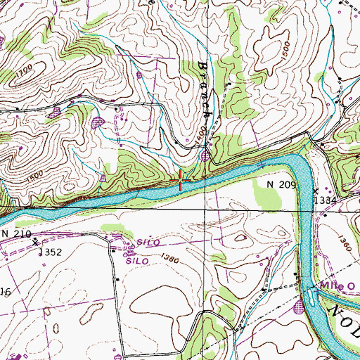 Topographic Map of Hice Branch, TN