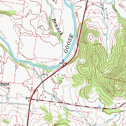Topographic Map of Hickerson Branch, TN