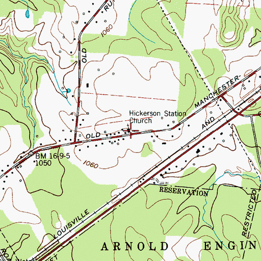 Topographic Map of Hickerson Station Church, TN