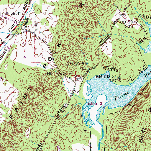 Topographic Map of Hickey Cemetery, TN