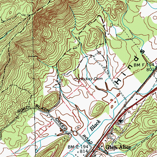 Topographic Map of Hickey Cemetery, TN