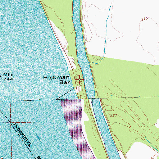 Topographic Map of Hickman Bar, TN