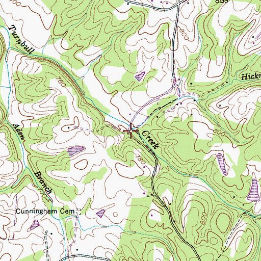 Topographic Map of Hickman Branch, TN