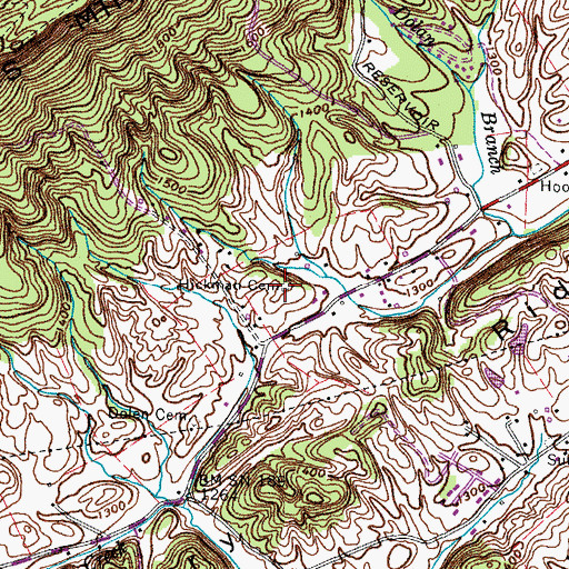 Topographic Map of Hickman Cemetery, TN