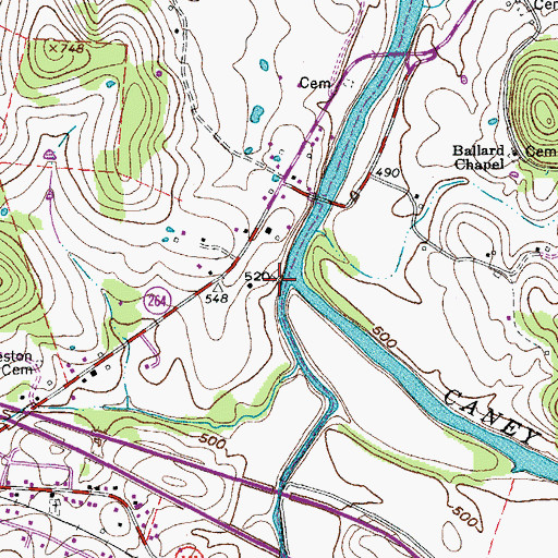 Topographic Map of Hickman Creek, TN