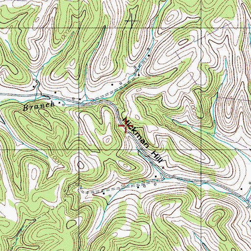 Topographic Map of Hickman Hill, TN