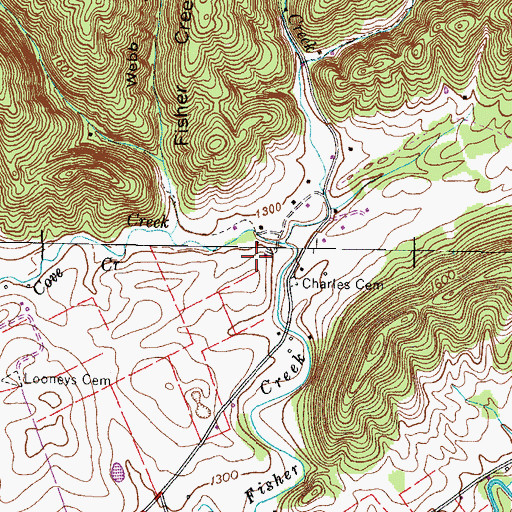 Topographic Map of Hickory Cove, TN