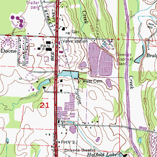 Topographic Map of West Cemetery, AL