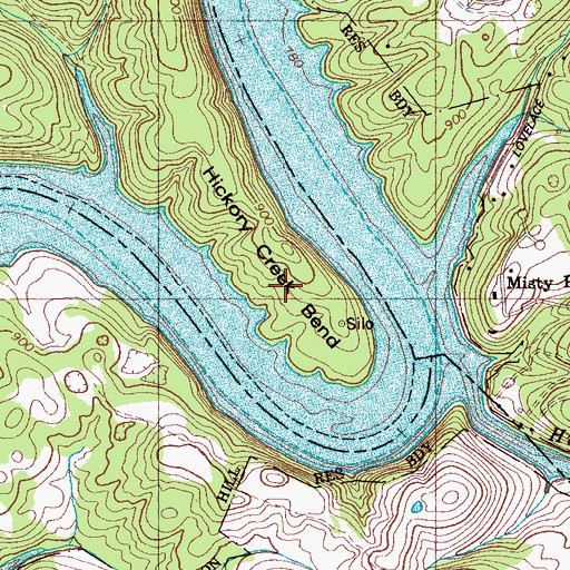Topographic Map of Hickory Creek Bend, TN