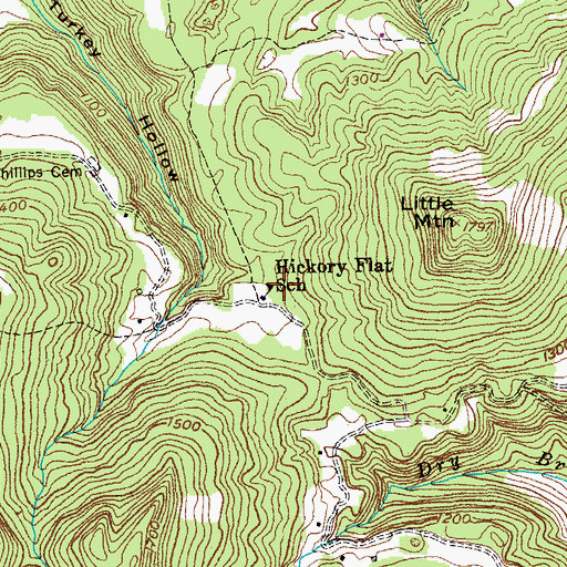 Topographic Map of Hickory Flat School, TN