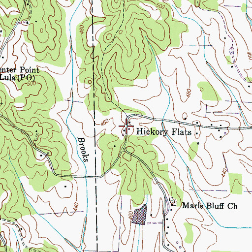 Topographic Map of Hickory Flats, TN