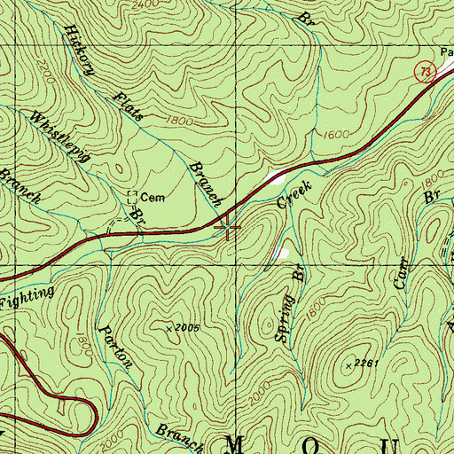 Topographic Map of Hickory Flats Branch, TN