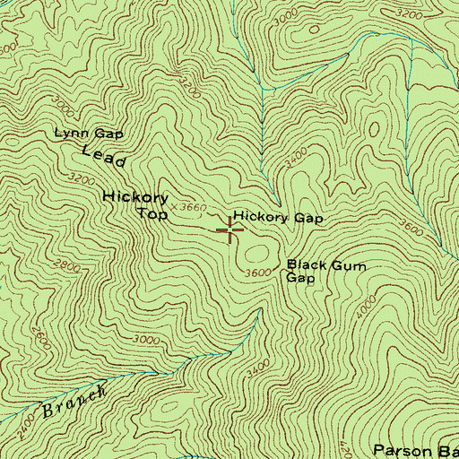 Topographic Map of Hickory Gap, TN