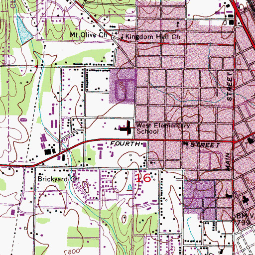 Topographic Map of West Elementary School, AL