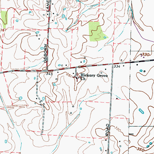 Topographic Map of Hickory Grove Church, TN