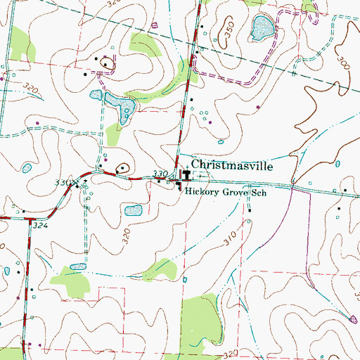 Topographic Map of Hickory Grove School, TN