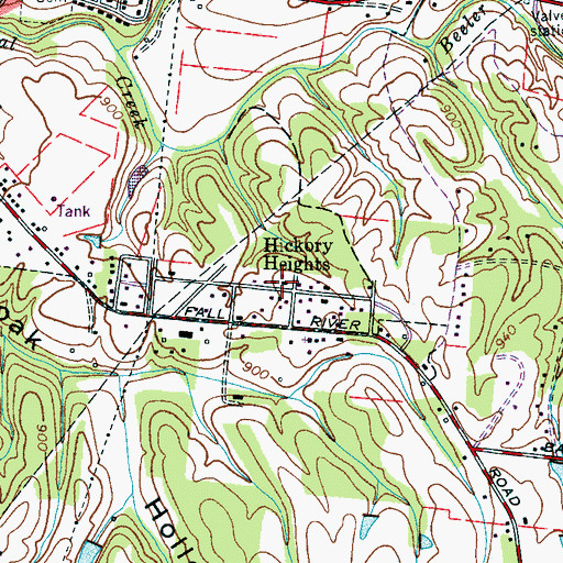 Topographic Map of Hickory Heights, TN