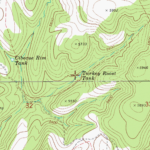 Topographic Map of Turkey Roost Tank, AZ