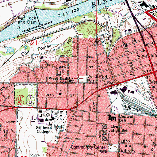 Topographic Map of West End Park, AL