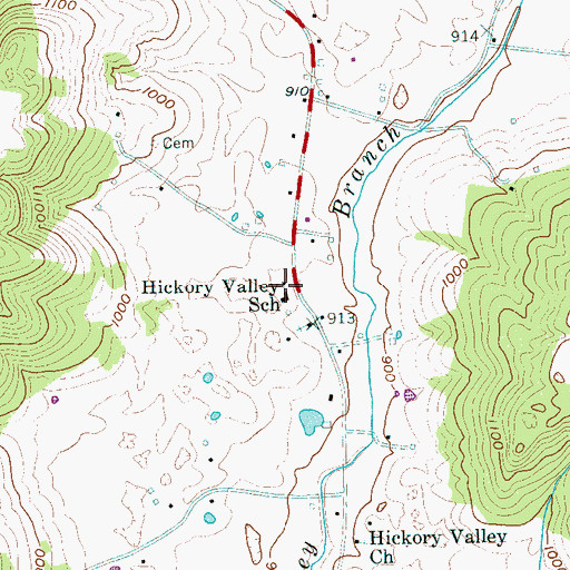 Topographic Map of Hickory Valley School, TN