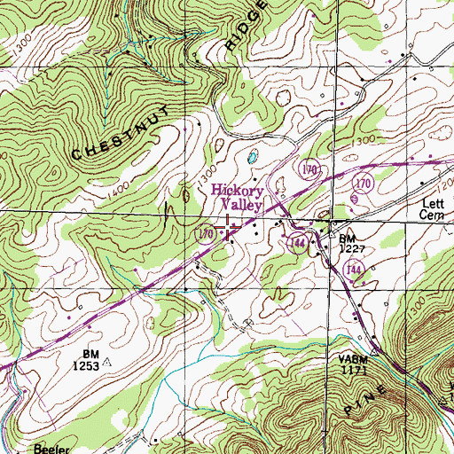 Topographic Map of Hickory Valley School, TN