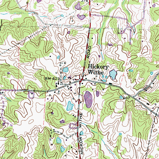 Topographic Map of Hickory Withe, TN