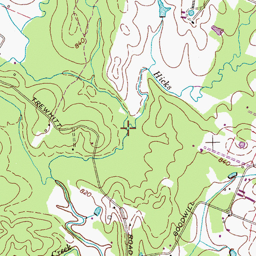 Topographic Map of Hicks Branch, TN