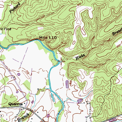 Topographic Map of Hicks Branch, TN