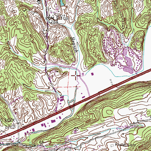 Topographic Map of Hicks Branch, TN