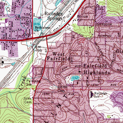 Topographic Map of West Fairfield, AL