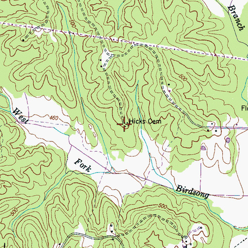 Topographic Map of Hicks Cemetery, TN