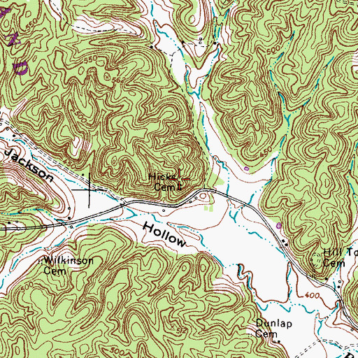 Topographic Map of Hicks Cemetery, TN