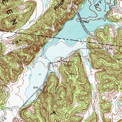 Topographic Map of Hicks Cemetery, TN