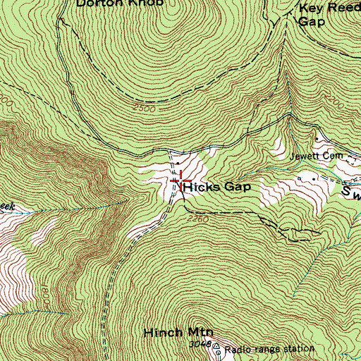 Topographic Map of Hicks Gap, TN