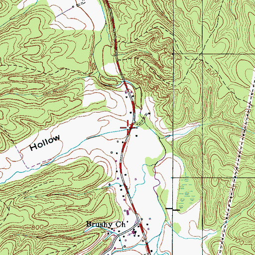 Topographic Map of Hicks Hollow, TN