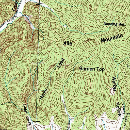Topographic Map of Hicks Lead, TN