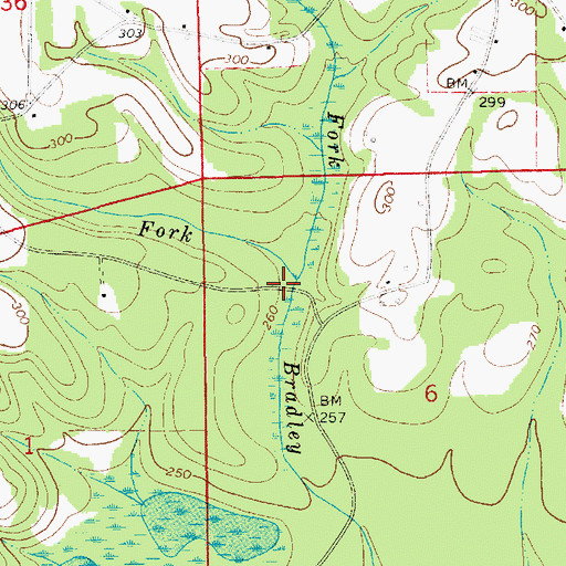 Topographic Map of West Fork Bradley Branch, AL