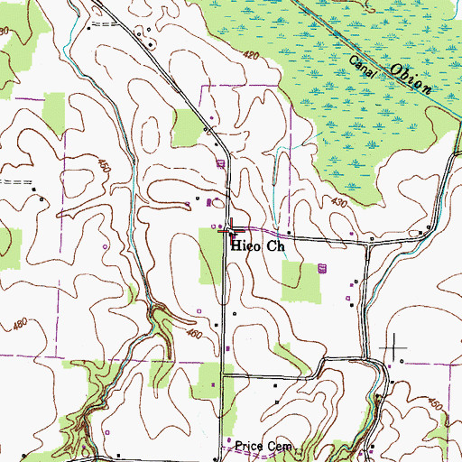 Topographic Map of Hico Church, TN