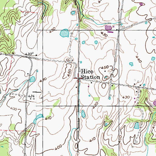 Topographic Map of Hico Station, TN