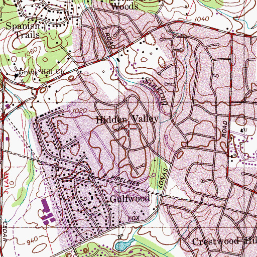 Topographic Map of Hidden Valley, TN