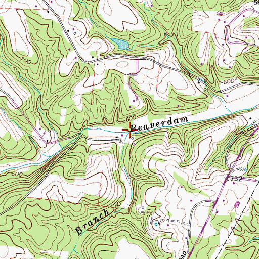 Topographic Map of Hidebound Branch, TN