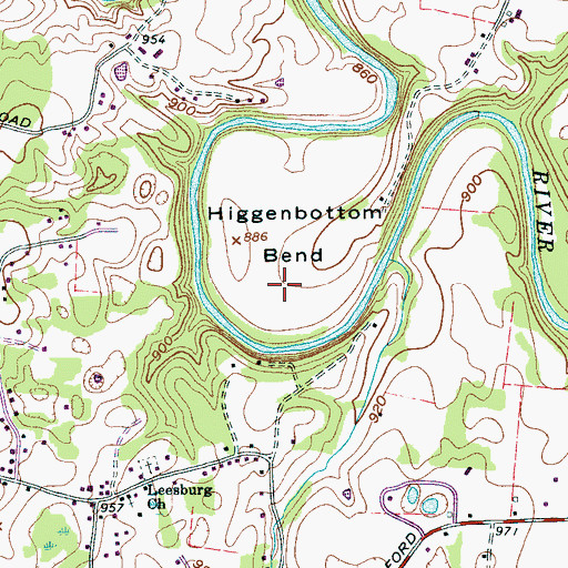 Topographic Map of Higgenbottom Bend, TN