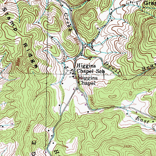 Topographic Map of Higgins Chapel, TN