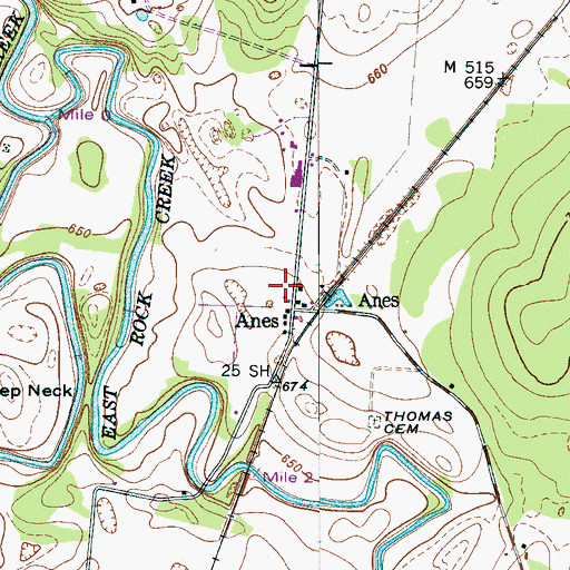 Topographic Map of Higgs Chapel, TN