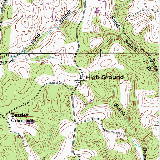 Topographic Map of High Ground, TN