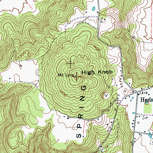 Topographic Map of High Knob, TN