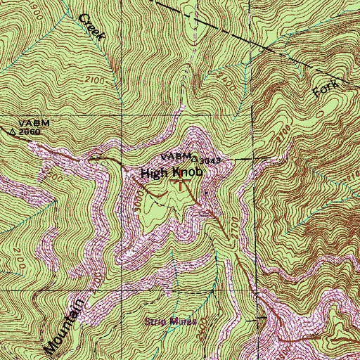 Topographic Map of High Knob, TN