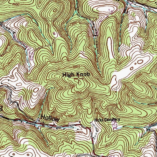 Topographic Map of High Knob, TN