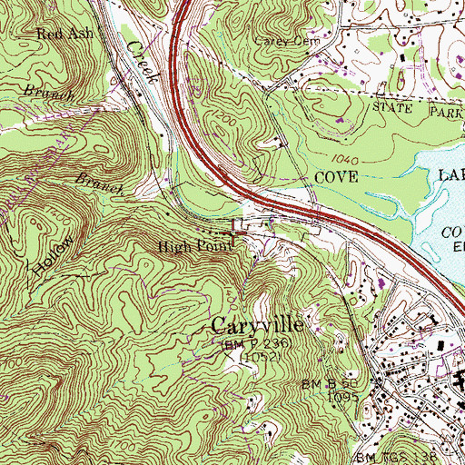 Topographic Map of High Point, TN