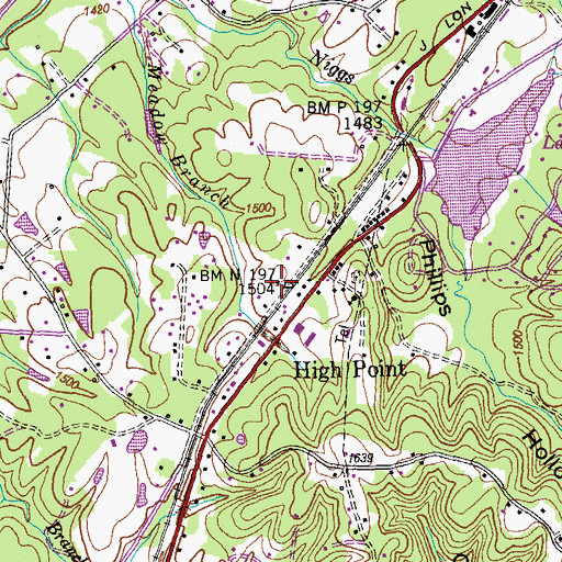 Topographic Map of High Point, TN